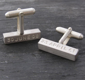 Chunky Silver Personalised Bar Cuff Links, 6 of 7
