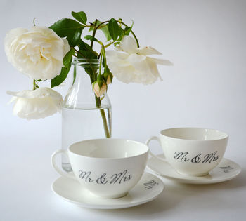 Mr And Mrs 22 Carat Gold Fine Bone China Tea Cups, 5 of 9
