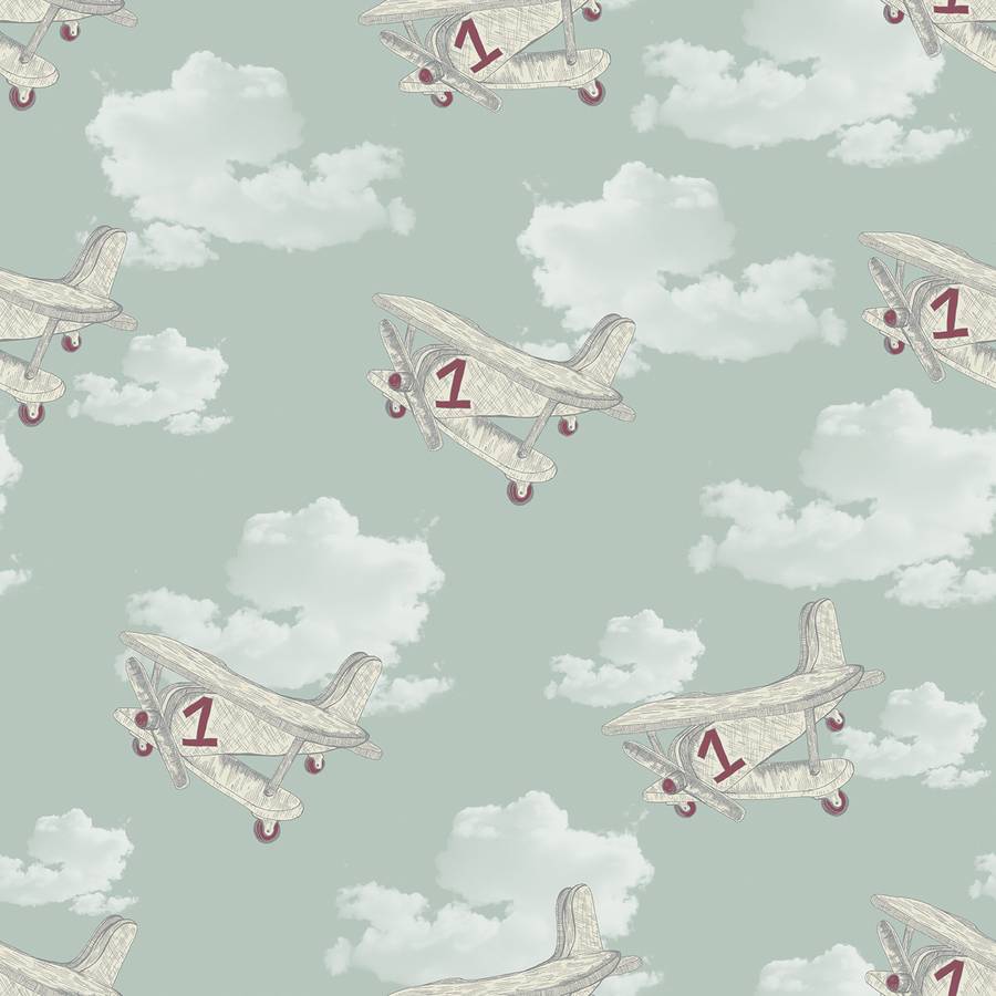 Retro Planes And Clouds Kids Wallpaper By Snuugle Notonthehighstreet Com