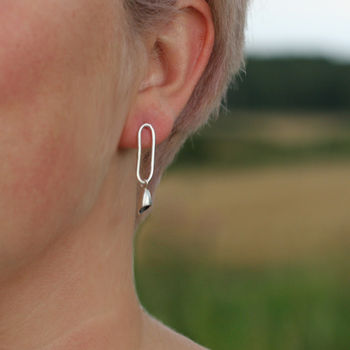 Sterling Silver Pod Link Earrings, 3 of 5