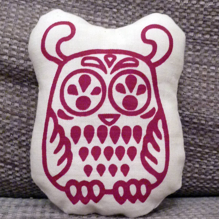 pink owl cushion