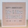 Mr And Mrs Personalised Anniversary Card, thumbnail 1 of 2