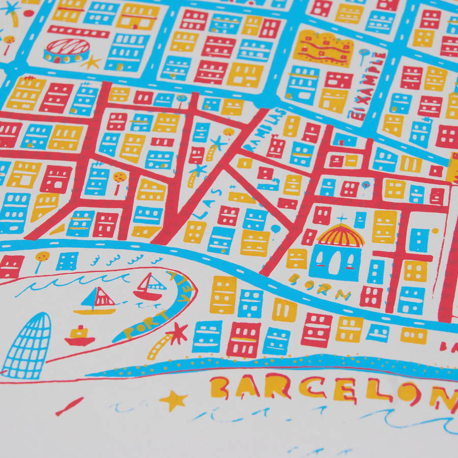 Barcelona Illustrated Map Print By Steph Marshall Illustration ...