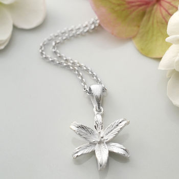 Sterling Silver Lily Flower Star Necklace, 3 of 7
