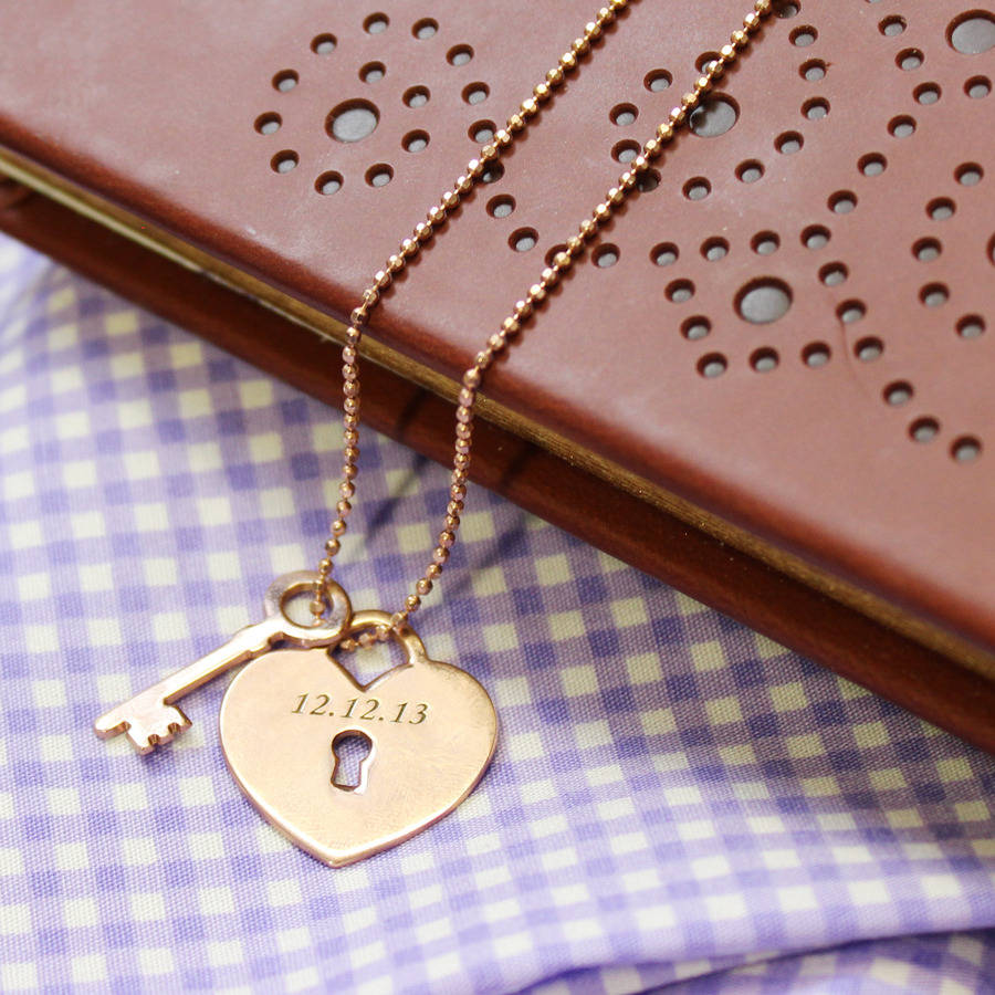 Personalised Heart Lock With Key Pendant By Anna Lou of London ...