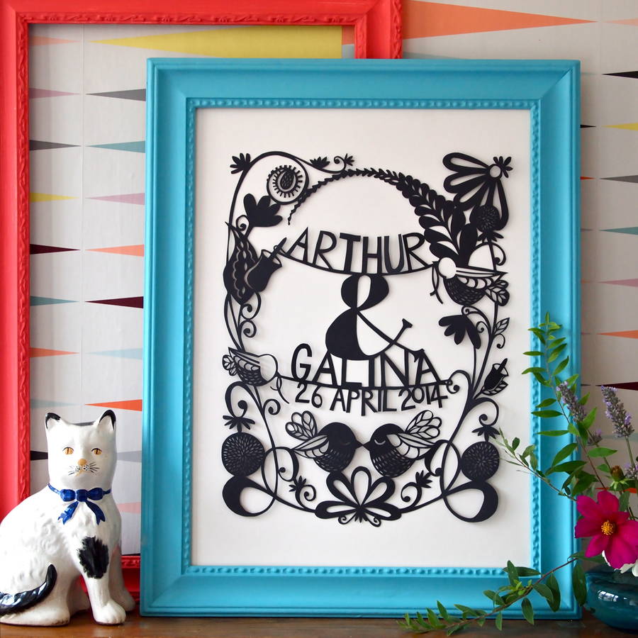 bespoke woodland names wedding papercut by cecilymae handmade