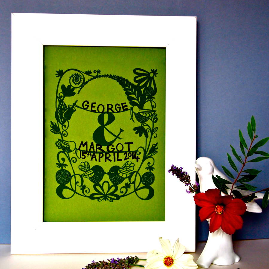 bespoke woodland names wedding papercut by cecilymae handmade