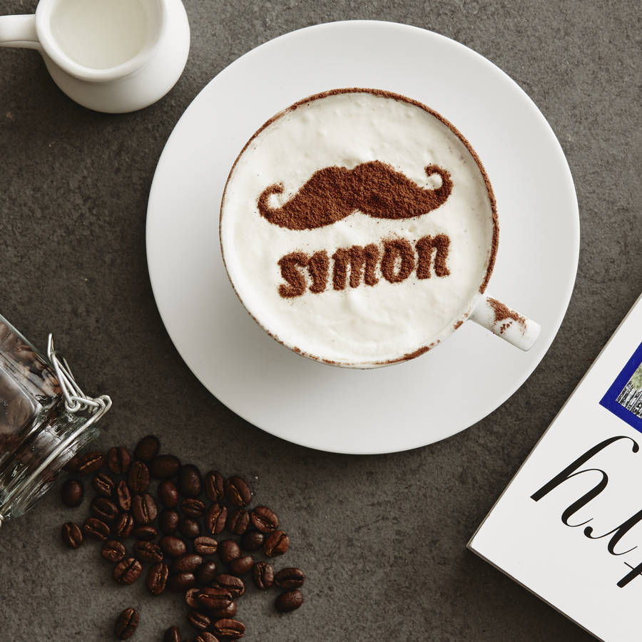 Personalised Moustache Hot Chocolate Stencil For Him, 1 of 4