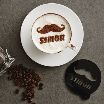 Personalised Moustache Hot Chocolate Stencil For Him, 2 of 4
