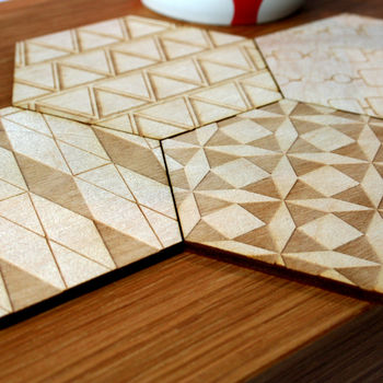 Hexagon Patchwork, Geometric Drinks Coasters, 4 of 6