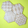 Hexagon Patchwork, Geometric Drinks Coasters, thumbnail 2 of 6