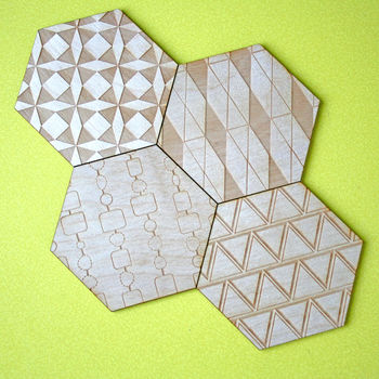 Hexagon Patchwork, Geometric Drinks Coasters, 2 of 6