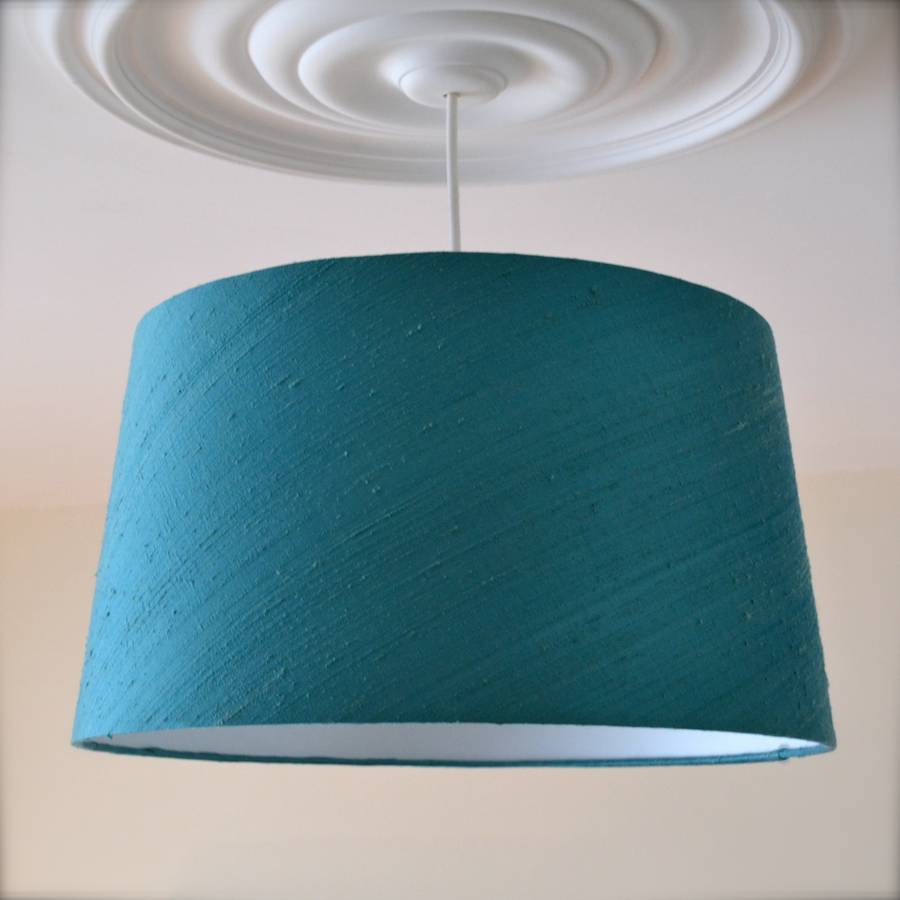 Amilie Silk French Drum Lampshade By Swee Mei Lampshades Amilie Silk Drum Lampshade In Lagoon 35cm Top 40cm Bottom 22cm High