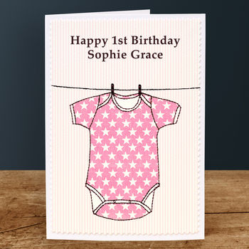 Personalised New Baby Girl Card 'Babygro', 4 of 4