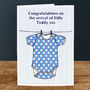 Personalised New Baby Boy Card 'Babygro', thumbnail 2 of 2