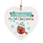 Personalised Robin 'My 1st Christmas' Heart Decoration, thumbnail 2 of 2