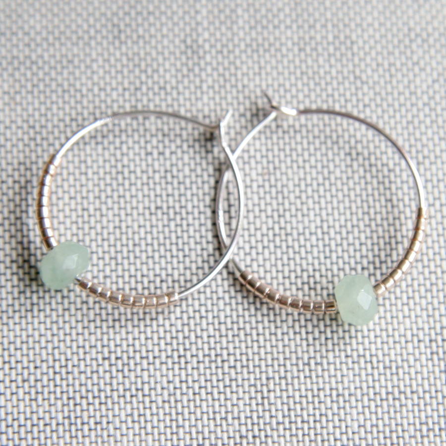green jade and petite beads hoop earrings by myhartbeading ...