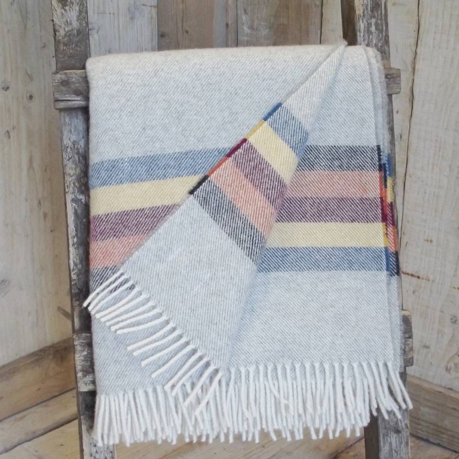 ' soft grey multi stripe ' wool tweed throw by rustic country crafts ...