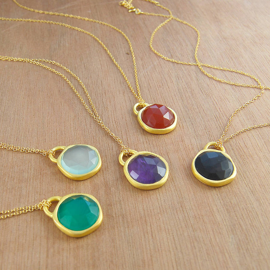 birthstone gold mixed gemstone dome necklace by embers gemstone ...