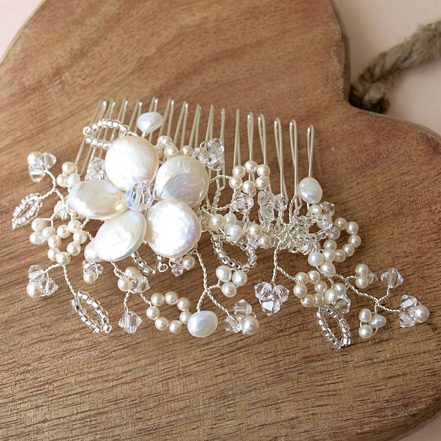 Lace Pearl And Crystal Bridal Hair Comb By Jewellery Made By Me