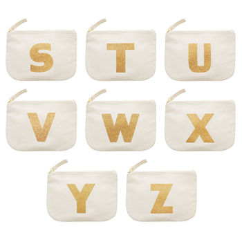 Canvas Glitter Initial Pouch, 8 of 8