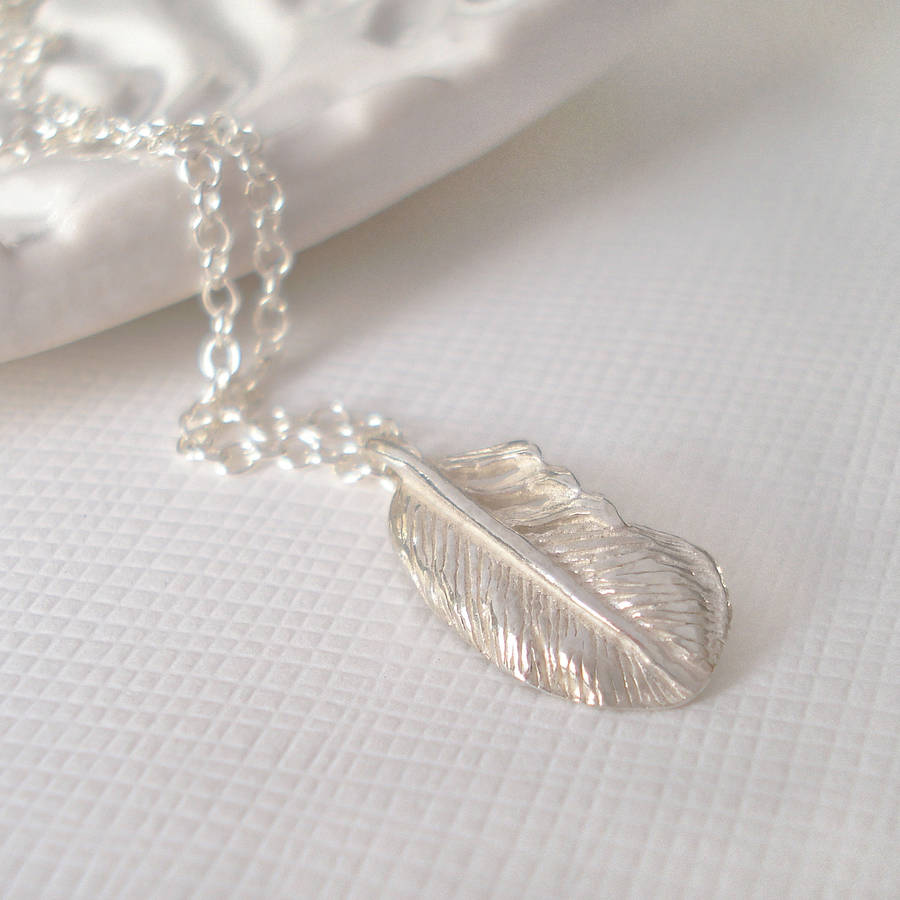 Sterling Silver Tiny Feather Necklace By Mia Belle | notonthehighstreet.com