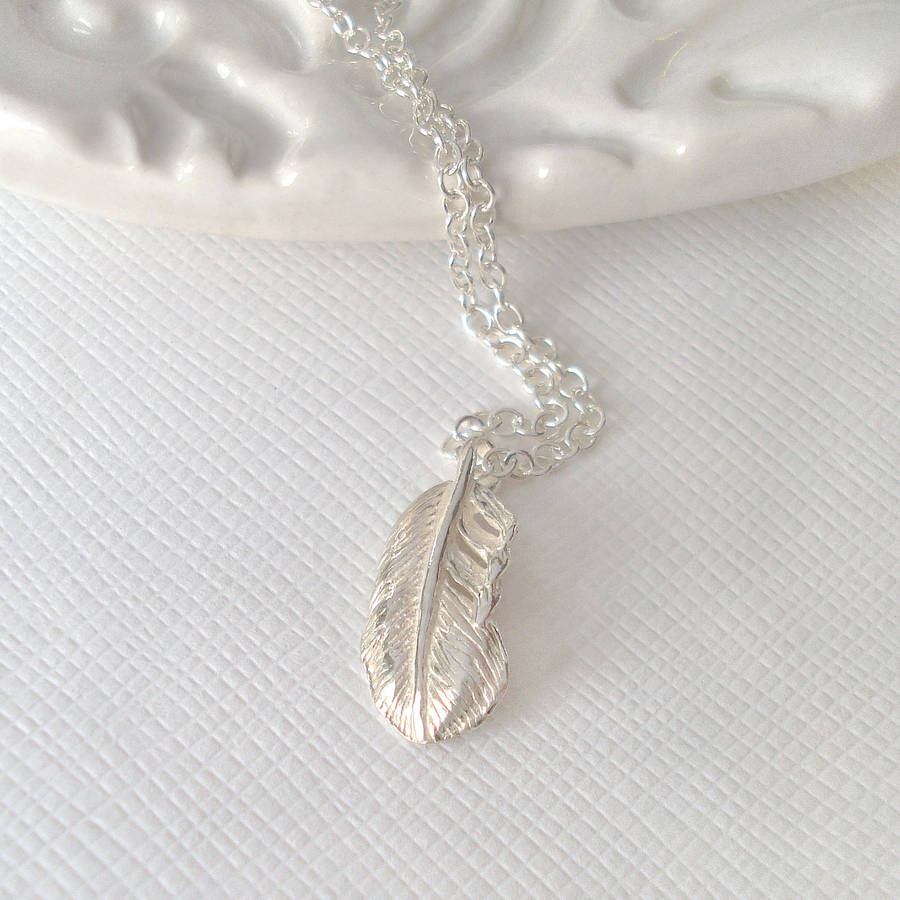 Sterling Silver Tiny Feather Necklace By Mia Belle | notonthehighstreet.com