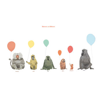 Baboons With Balloons Print, 2 of 2