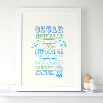 Personalised Typographic Baby Birth Details Print, 3 of 6