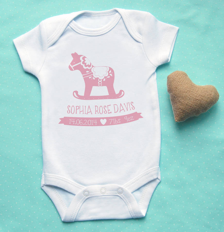 personalised 'rocking horse' baby vest by cows & kisses