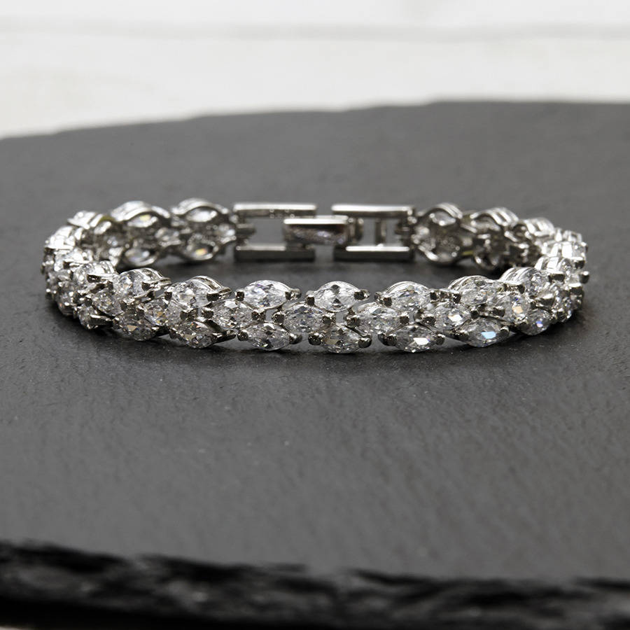 triple marquise crystal bracelet by queens & bowl | notonthehighstreet.com