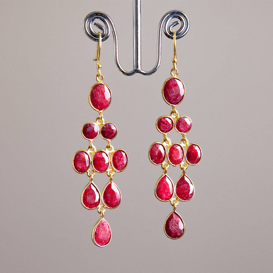 ruby gold chandelier drop earrings by rochelle shepherd jewels. gold ...