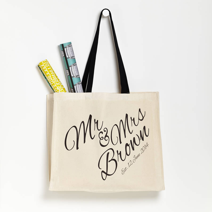 personalised 'mr and mrs' wedding bag by tillyanna | notonthehighstreet.com