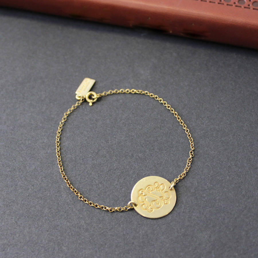 personalised monogram disc bracelet by anna lou of london ...