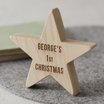 Personalised Baby's First Christmas Wooden Star, 4 of 4