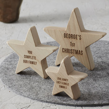 Personalised Baby's First Christmas Wooden Star, 2 of 4