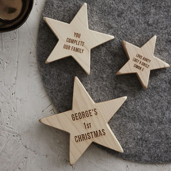 Personalised Baby's First Christmas Wooden Star, 3 of 4