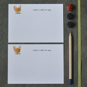 Boxed Set Of 10 Chicken And Hen Notecards, 3 of 5