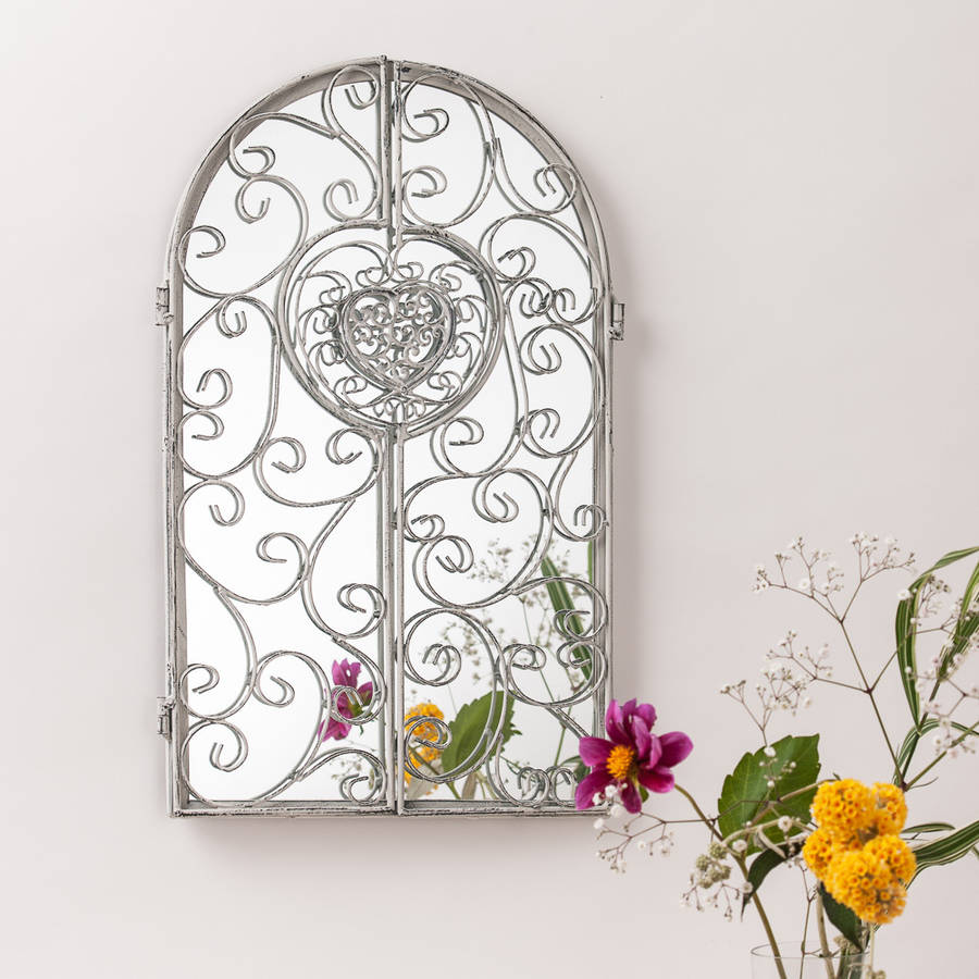 outdoor garden window mirror with working shutters by hand crafted