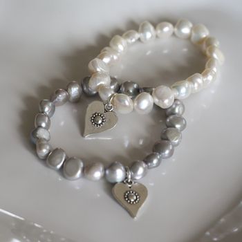 Pearl Daisy Heart Charm Bracelet, 2 of 3