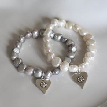 Pearl Daisy Heart Charm Bracelet, 3 of 3