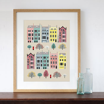 London Row Houses Art Print By Natalie Singh | notonthehighstreet.com