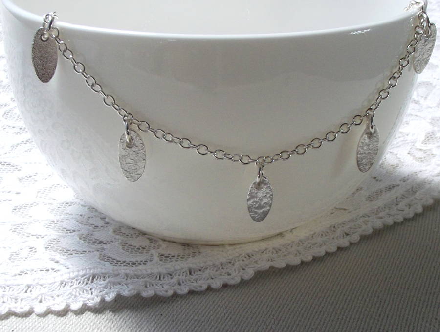 Sterling Silver Oval Charm Anklet By Lucy Kemp Silver Jewellery
