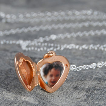 Heart Locket Rose Gold Plated Sterling Silver Necklace, 9 of 10