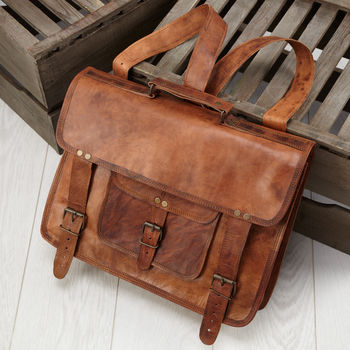 Convertible Leather Backpack Satchel, 4 of 7
