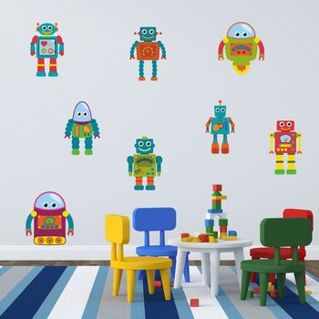 Robot Fabric Wall Stickers Set, 3 of 4