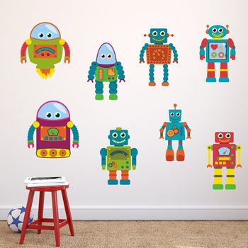 Robot Fabric Wall Stickers Set, 4 of 4