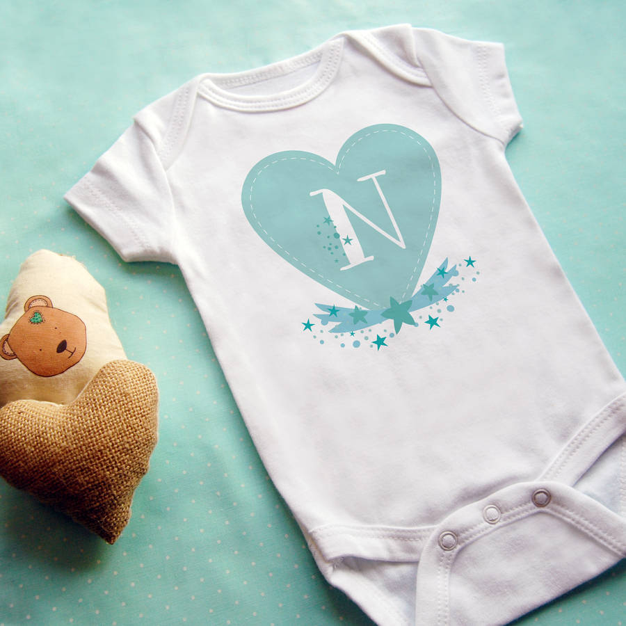 Personalised Letter Heart Baby Vest By Cows &amp; Kisses