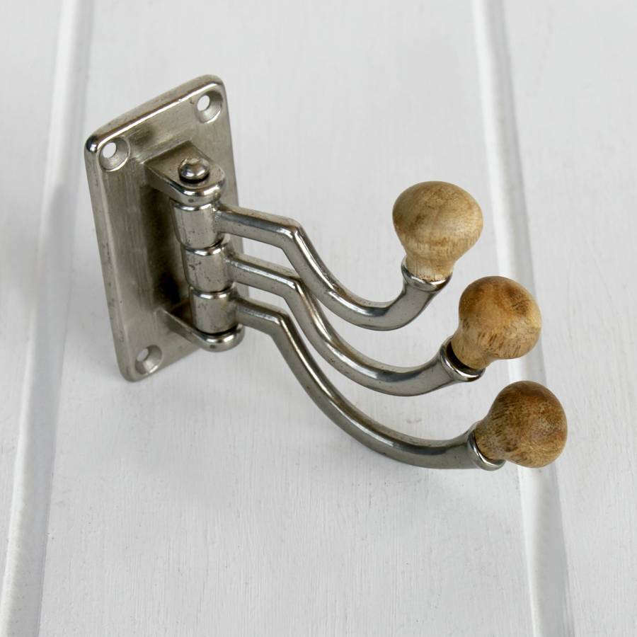 Vintage Style Light Wood Swivel Hooks By Posh Totty Designs Interiors