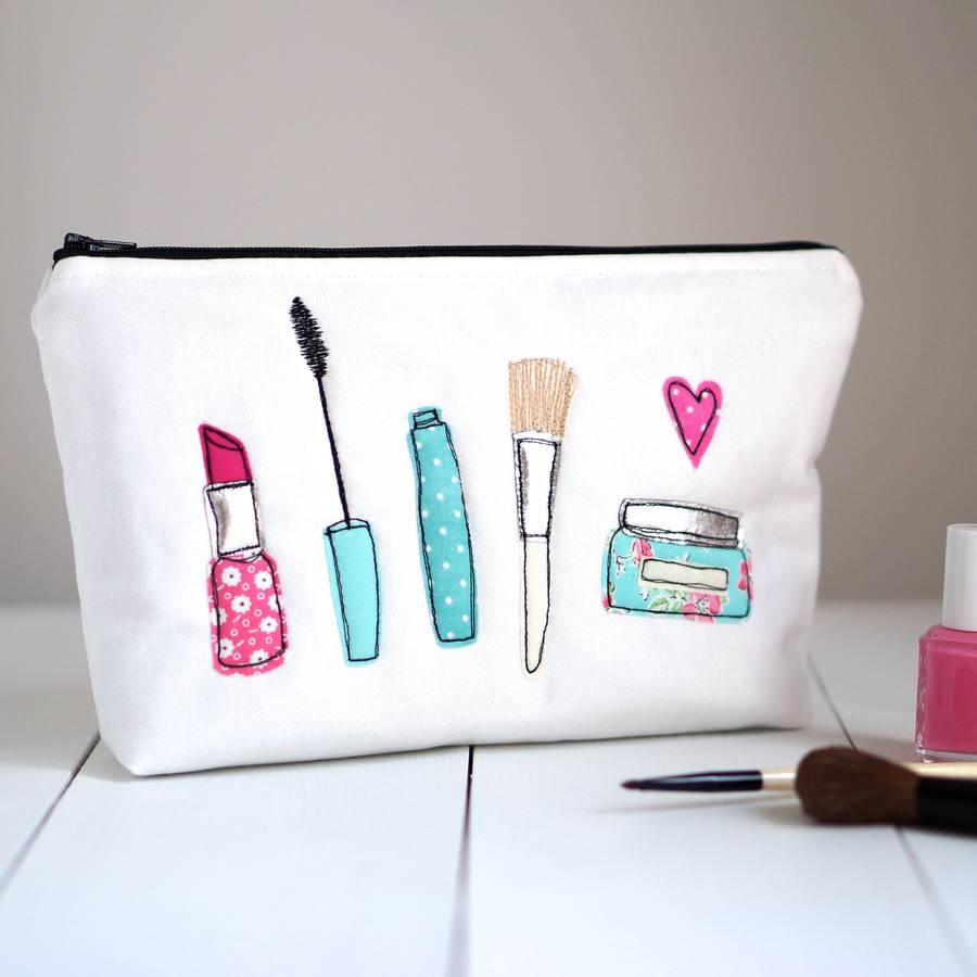 Large Applique Make Up Bag By rosiebull designs